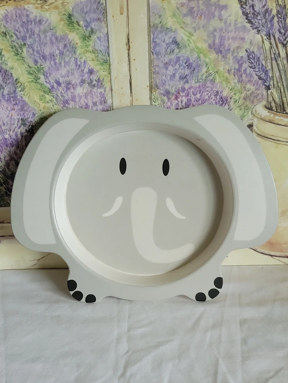 Gray Elephant Kids Plate - Cute Animal Dinnerware